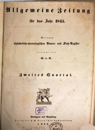 Allgemeine Zeitung. 1845, [2] = 4 - 6