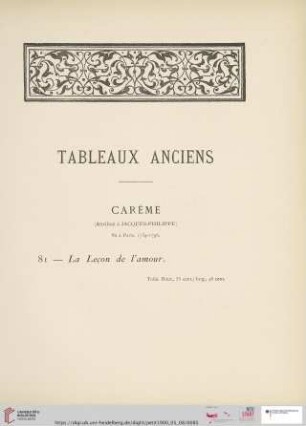 Tableaux anciens (Nr. 81 - 128)