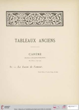 Tableaux anciens (Nr. 81 - 128)