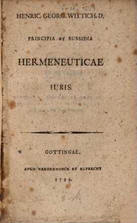 Principia et subsidia Hermeneuticae Iuris