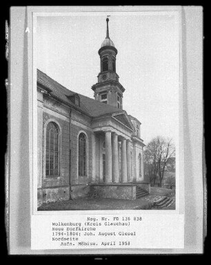 Limbach-Oberfrohna-Wolkenburg-Kaufungen. Kirche St. Mauritius (1794/1804; J. A. Giesel). Nordseite