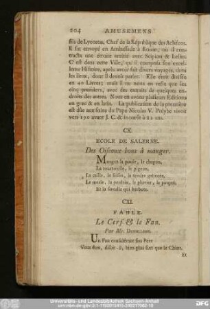 CX. Exole De Salerne. Des Oiseaux bons à manger.