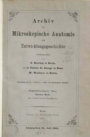 Archiv für mikroskopische Anatomie. 45. 1895, 2