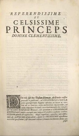Reverendissime et celsissime princeps domine clementissime.