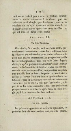Article II. Du bon Tableau.
