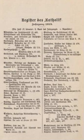 I-III Register Jahrgang 1915