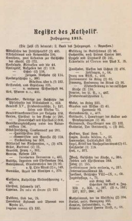 I-III Register Jahrgang 1915