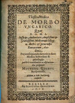 Theses Medicae De Morbo Ungarico