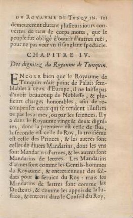 Chapitre IV. Des dignitez du Royaume de Tunquin