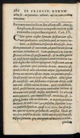 Formam entelechiam seu actum esse ... Cap. IV.