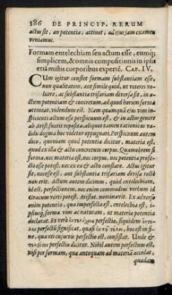 Formam entelechiam seu actum esse ... Cap. IV.