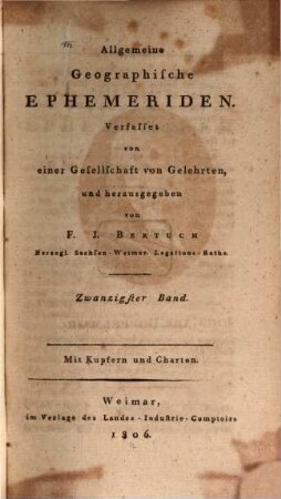Allgemeine geographische Ephemeriden. 20. 1806
