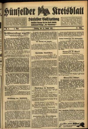 Zweite Ausgabe vom Samstag, den 16. Januar 1932.