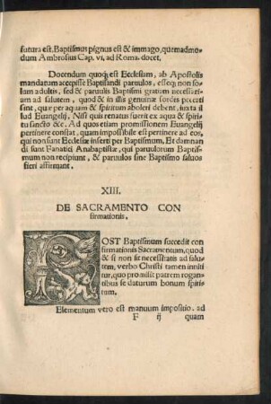 XIII. De Sacramento Confirmationis.