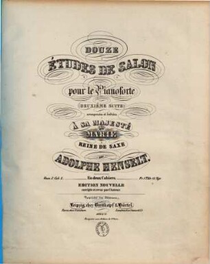 Douze études de salon pour le pianoforte : (deuxième suite) ; oeuv. 5 ; en deux cahiers. 1