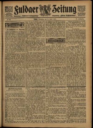 Erste Ausgabe vom Dienstag, den 14. April 1903.