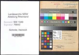 Entnazifizierung Heinrich Schmitz , geb. 16.04.1905 (Werkmeister)