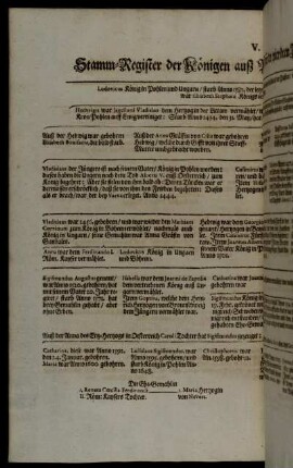 V. Stamm Register der Königen auß Pohlen