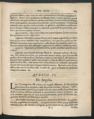 Quaestio VI. De Angelis. Sectio I. - III.