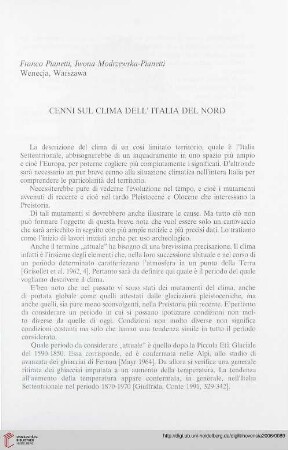 17: Cenni sul clima dell' Italia del nord