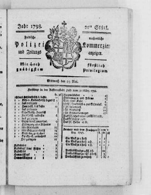21tes Stück, Ausgabe vom 23. Mai 1798