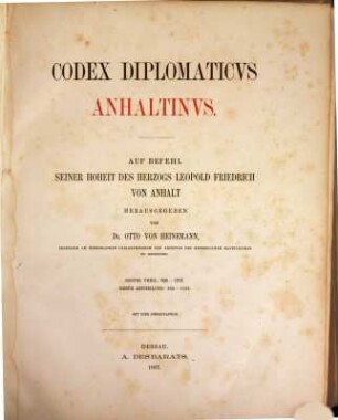 Codex diplomaticus Anhaltinus. 1,1