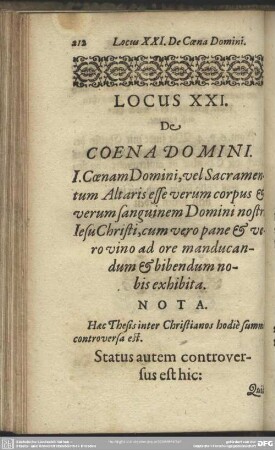 Locus XXI. De Coena Domini
