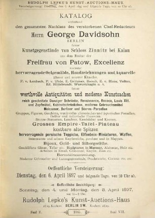 Sammlung von Kunstauctions-Catalogen : Von Rudolph Lepke, 241