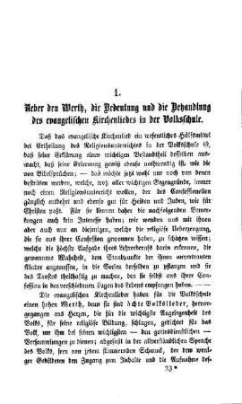 Ueber den Werth, die Bedeutung und die Behandlung des evangelischen Kirchenliedes in der Volksschule