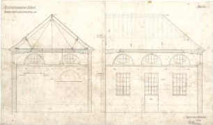 Fischer, Theodor; Stuttgart; Kunstausstellungsgebäude - Ecksaal mit Oberlichtbeleuchtung Nordost (Schnitte)