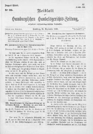 Beiblatt zur hamburgischen Handelsgerichts-Zeitung No. 25. Hamburg, 19. September 1868.
