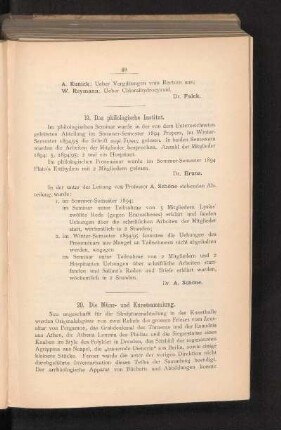 20. Die Münz- und Kunstsammlung.