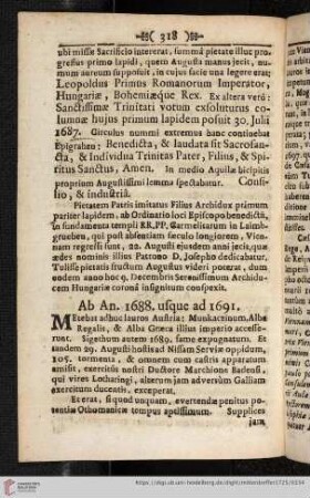 Ab An. 1688. usque ad 1691