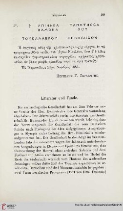 Litteratur und Funde