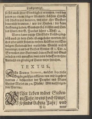Textus. [Moses im 90. Psalm]