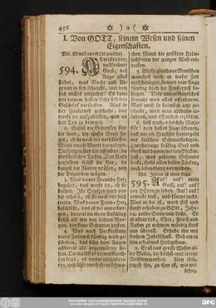 I. Von Gott, seinem Wesen und seinen Eigenschaften.
