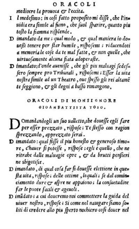 Oracoli Di Monsignore Gioanbattista Toso.