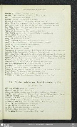 XXI. Niederrheinischer Bezirksverein.