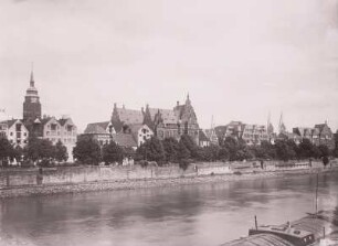 Bremen, Blick auf die Stadt : Bremen. Stadtansicht von Westen über die Große Weser