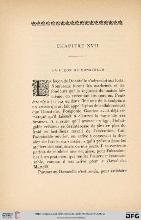 Chapitre XVII: La leçon de Donatello