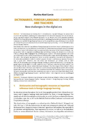 Dictionaries, foreign language learners and teachers. New challenges in the digital era