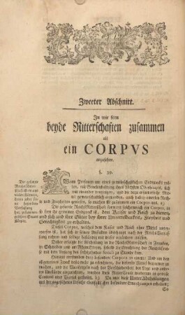 Zweeter Abschnitt. In wie fern beyde Ritterschaften zusammen als ein CORPVS anzusehen.