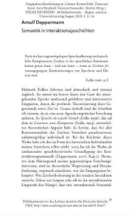 Semantik in Interaktionsgeschichten