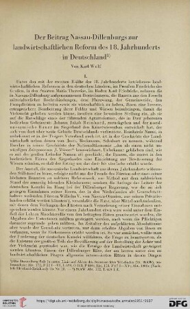 62: Der Beitrag Nassau-Dillenburgs zur landwirtschaftlichen Reform des 18. Jahrhunderts in Deutschland