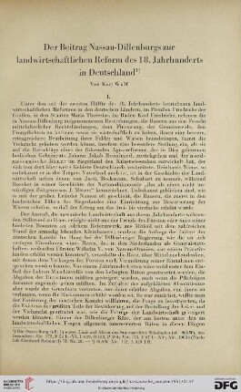 62: Der Beitrag Nassau-Dillenburgs zur landwirtschaftlichen Reform des 18. Jahrhunderts in Deutschland