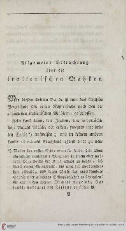 Allgemeine Betrachtung über die italienischen Mahler
