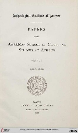 5: Papers of the American School of Classical Studies at Athens
