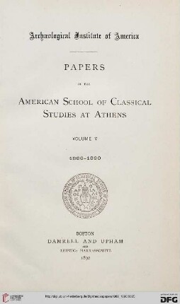 5: Papers of the American School of Classical Studies at Athens