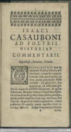 Hypothesis, Partitio, Titulus