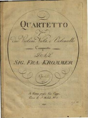 Quartetto per due violini, viola e violoncello : op. 23